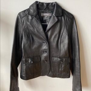 Kenneth Cole reaction cropped leather jacket